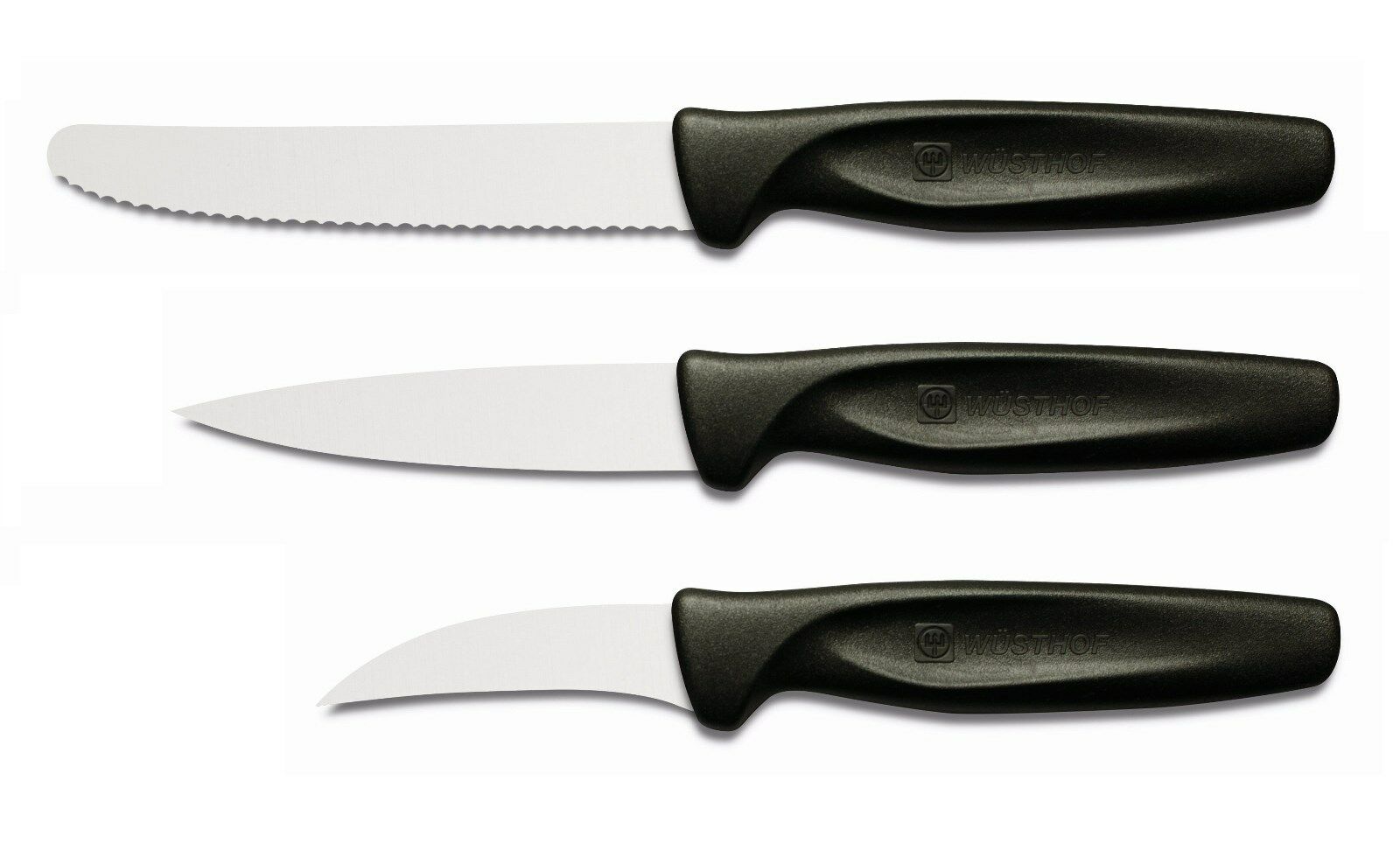 Wusthof Zest 3pc Paring Knife Set - Serrated, Spear Point & Bird's Beak - Black - Fresh Stock Dated January 2026