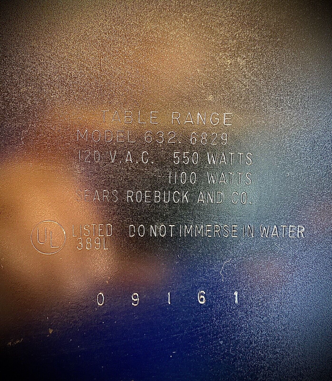 Vintage 70'S Sears Table Range Electric Cook Top Two Burner NO.68292 Rare - Fresh Stock Dated February 2026