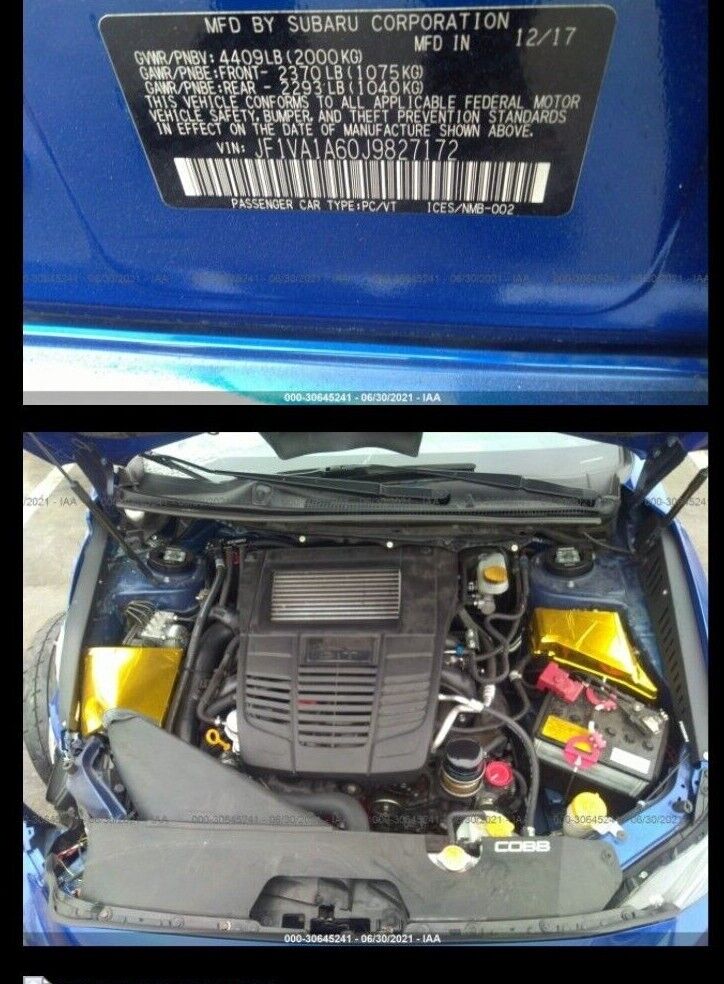 2015 - 2020 Subaru WRX Manual 6 speed transmission - 2018 WRX 40k Miles - Fresh Stock Dated January 2026