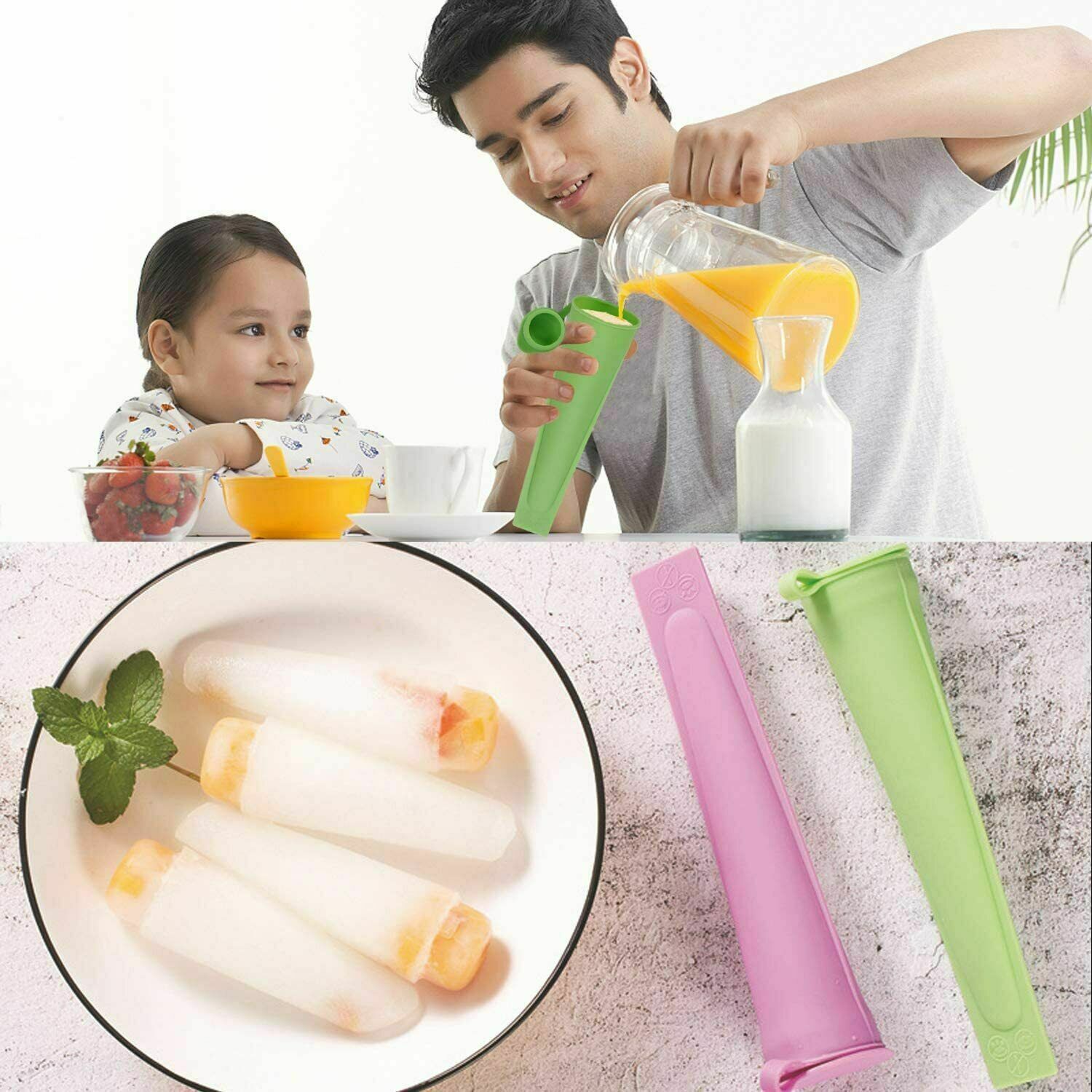 8 Pack Silicone Ice Pop Molds for Kids with Lids Food Grade Popsicle Mold +Brush - Fresh Stock Dated February 2026