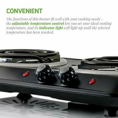 1700W Double Hot Plate Electric Countertop Coil Stove 5.7 Double Burner Black - Fresh Stock Dated February 2026