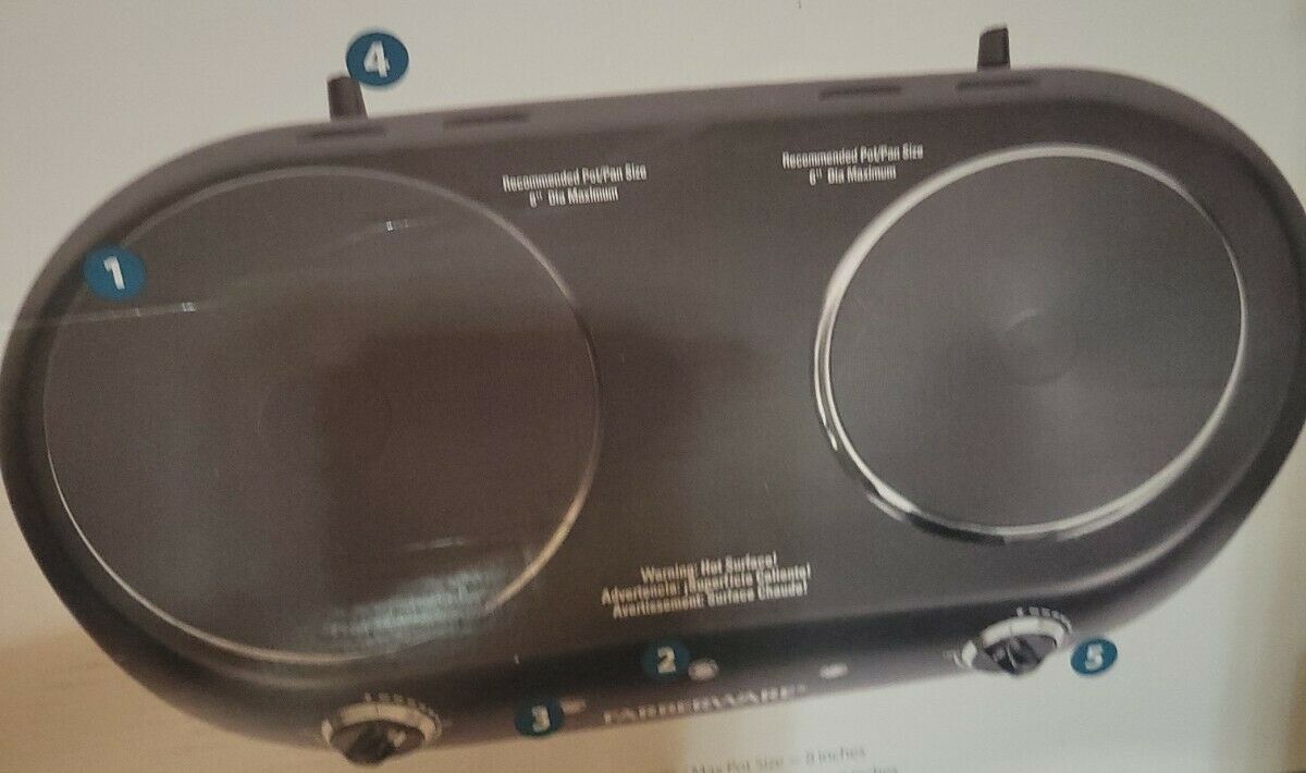 Farberware Royalty 1800 W Double Burner Black Electric Cooktop - Fresh Stock Dated February 2026
