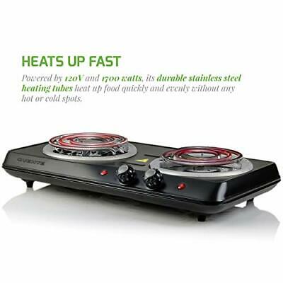 1700W Double Hot Plate Electric Countertop Coil Stove 5.7 Double Burner Black - Fresh Stock Dated February 2026