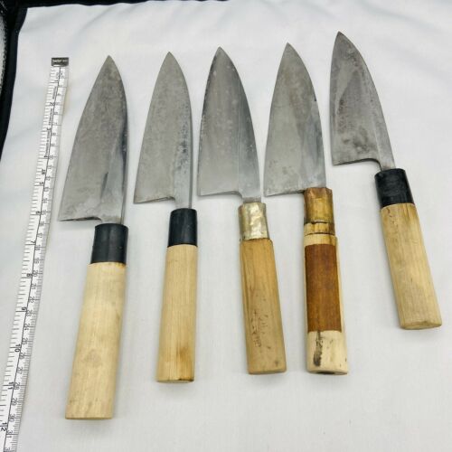 Damaged Lot of Five Japanese Chef's Kitchen Knives Deba From Japan SS747 - Fresh Stock Dated January 2026