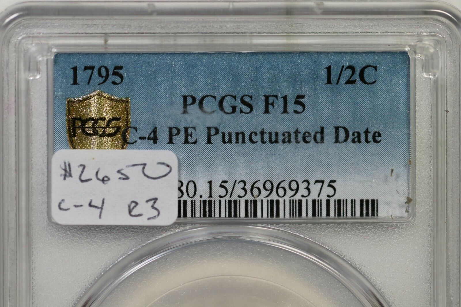 1795 C-4 R-3 PCGS F 15 Punctuated Date Liberty Cap Half Cent Coin 1/2c - Fresh Stock Dated December 2025