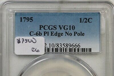 1795 C-6b R-6 PCGS VG 10 Pl Edge No Pole Liberty Cap Half Cent Coin 1/2c - Fresh Stock Dated December 2025