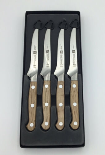 Zwilling J.A. Henckels 4 Piece Stainless Wood Handle Steak Knife Set Open Box - Fresh Stock Dated January 2026