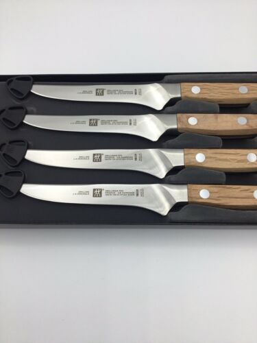 Zwilling J.A. Henckels 4 Piece Stainless Wood Handle Steak Knife Set Open Box - Fresh Stock Dated January 2026