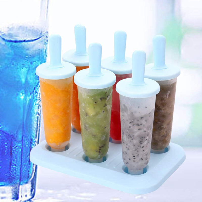 6 Grids Popsicle Molds Ice Pop Makers Ice Pop Molds Plastic Popsicle Mold Tray - Fresh Stock Dated February 2026