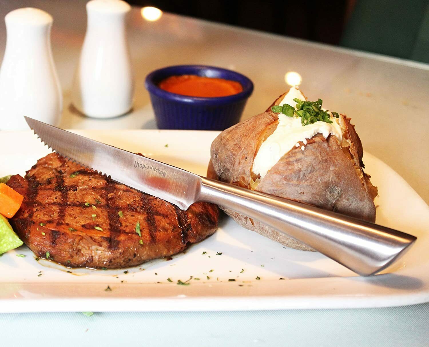 Premium Steak Knife Set of 8 Professional Serrated Steak Knives Utopia Kitchen - Fresh Stock Dated January 2026