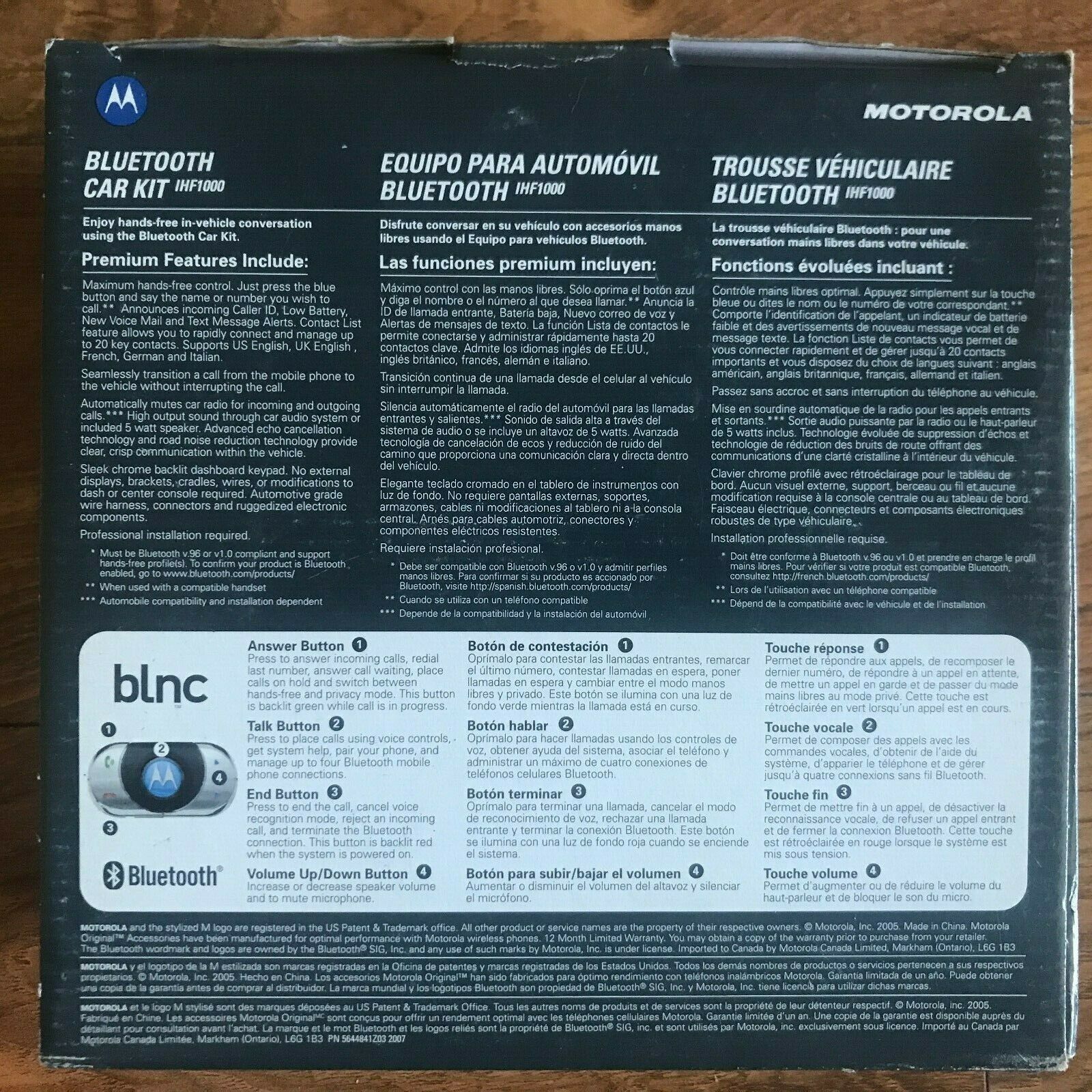 Motorola Bluetooth Car kit IHF1000 MD NA Generic CKG151A024 98676L New - Fresh Stock Dated December 2025