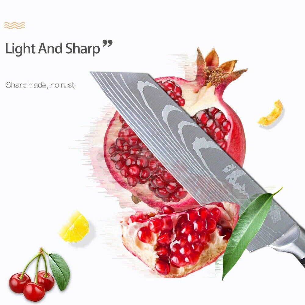 8 Inch Pro Japanese Chef's Nakiri Knife Stainless Steel Chef Kitchen Knives US - Fresh Stock Dated January 2026