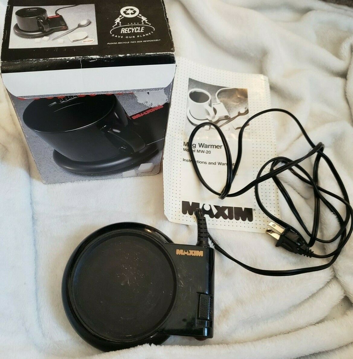 Maxim Coffee Hot Beverage Warmer Vintage No Mug Black with orig box MW-20 - Fresh Stock Dated February 2026