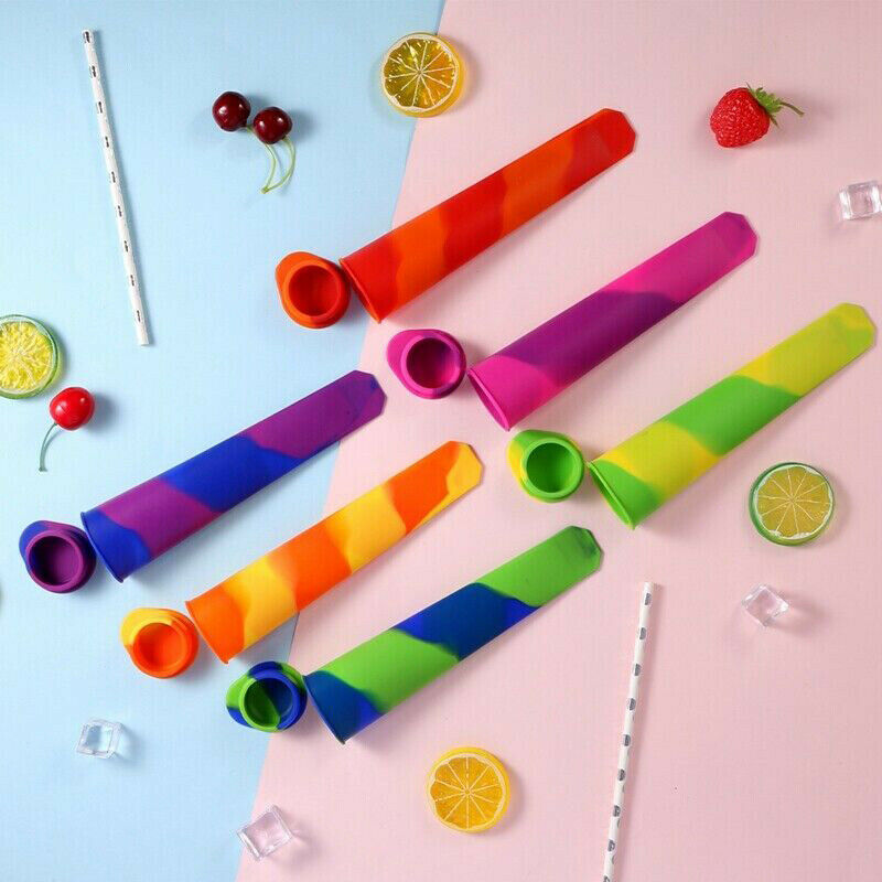 6pcs Silicone Ice Cream Maker Popsicle Mold Set Ice Pop Lolly Mold BPA Free - Fresh Stock Dated February 2026