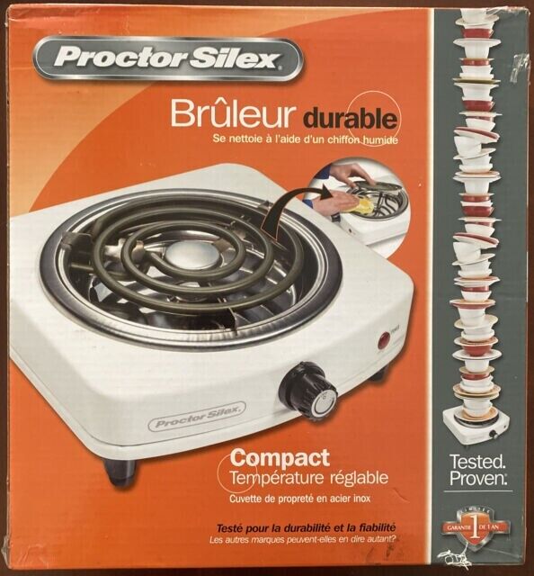 Proctor Silex 34101P Fifth Burner White Electric Burner Camping Travel Kitchen - Fresh Stock Dated February 2026