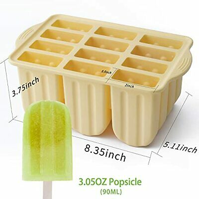 Popsicle Molds,  12 Pieces Silicone Popsicle Molds Easy-Release BPA-free Yellow - Fresh Stock Dated February 2026