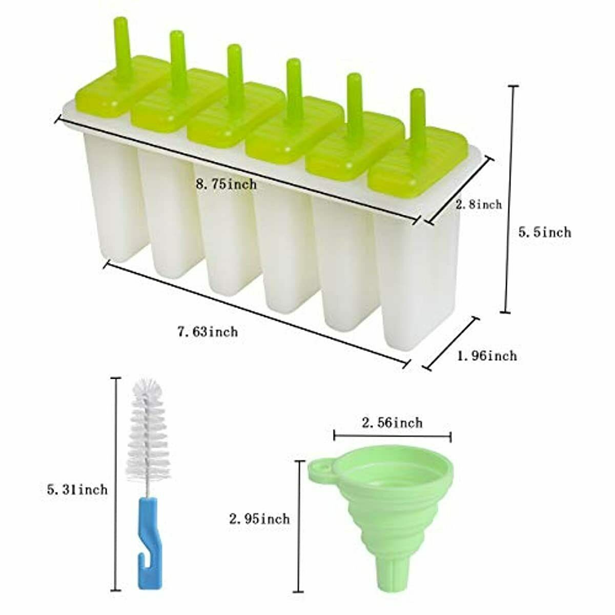 Popsicle Molds 6 Ice Pop Mold Reusable Ice Cream Maker Set with Funnel Brush - Fresh Stock Dated February 2026