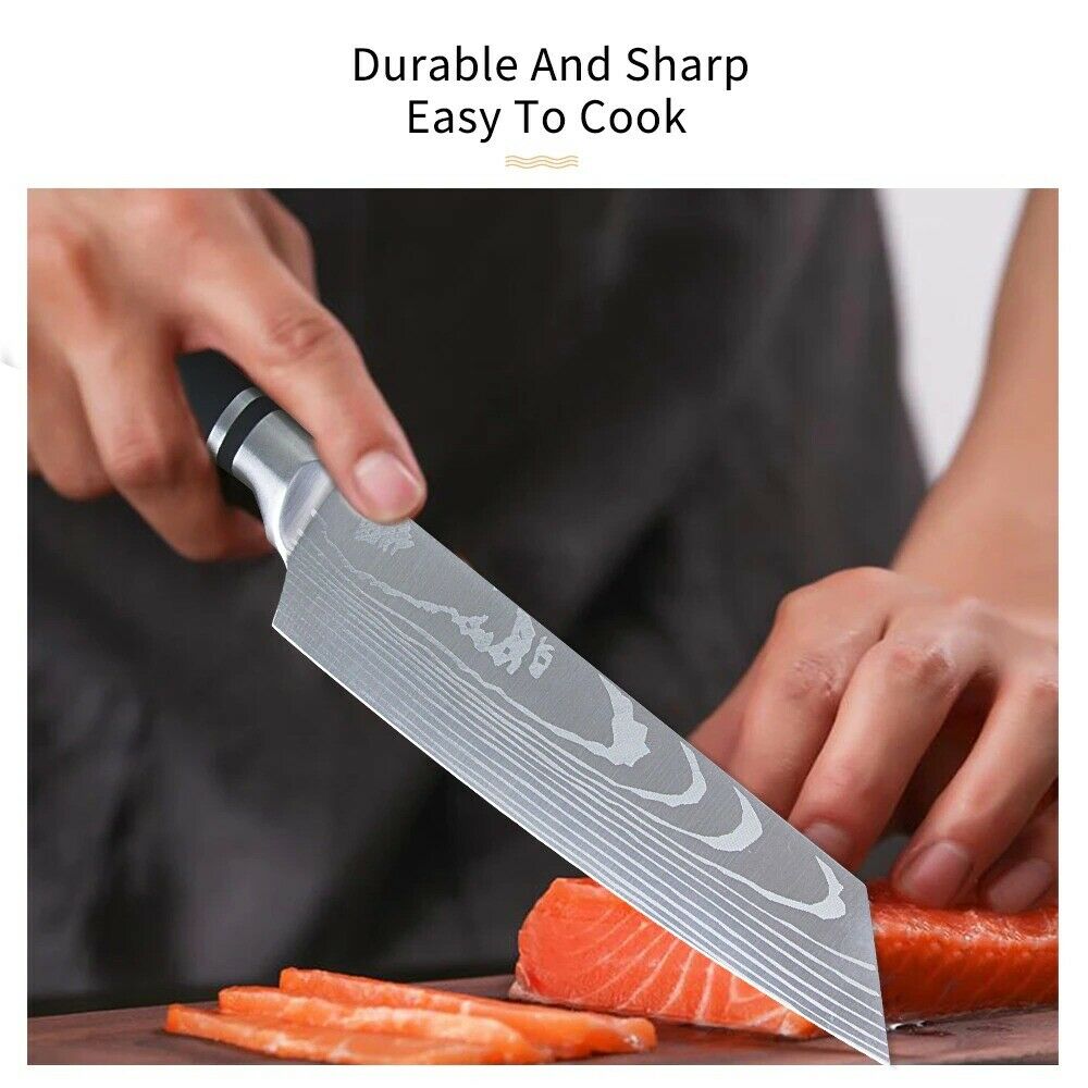 8 Inch Pro Japanese Chef's Nakiri Knife Stainless Steel Chef Kitchen Knives US - Fresh Stock Dated January 2026