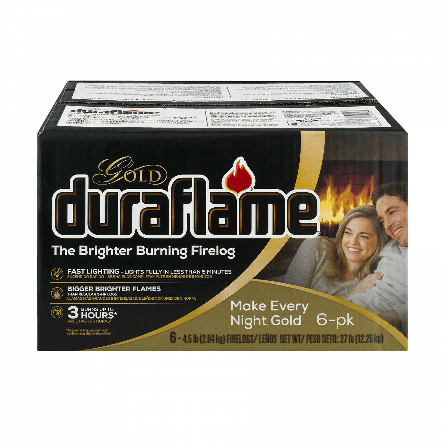 Duraflame Gold Ultra Premium Recycled Wood Fireplace Firelog 6 Per Case Set of 2 - Fresh Stock Dated December 2025