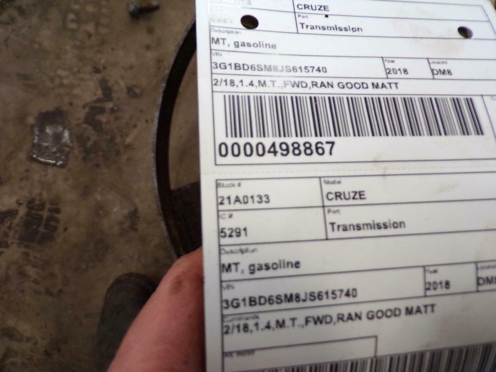 2017-2018 CHEVROLET CRUZE *Transmission* MT 17 18; 21a0133 - Fresh Stock Dated December 2025