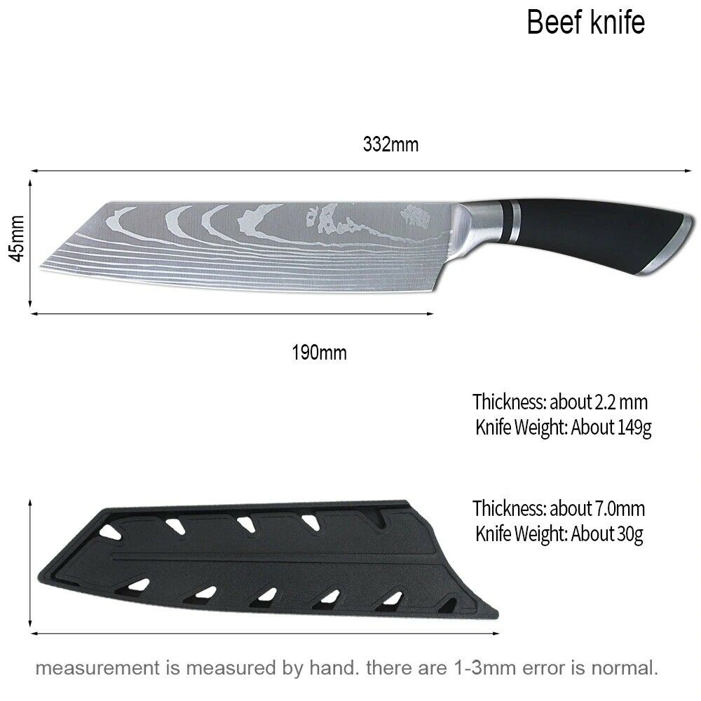 8 Inch Pro Japanese Chef's Nakiri Knife Stainless Steel Chef Kitchen Knives US - Fresh Stock Dated January 2026