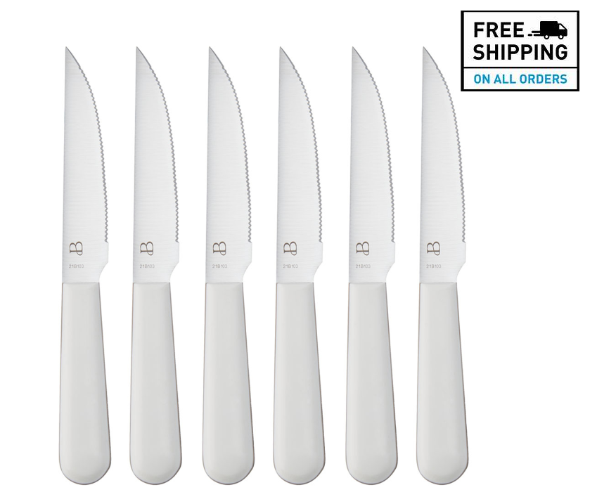 Beautiful 12-piece Kitchen Knife Block Set in White - Fresh Stock Dated January 2026