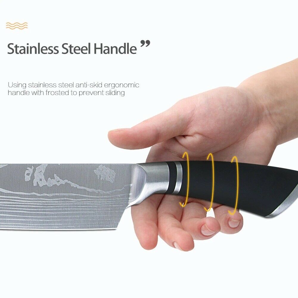 8 Inch Pro Japanese Chef's Nakiri Knife Stainless Steel Chef Kitchen Knives US - Fresh Stock Dated January 2026