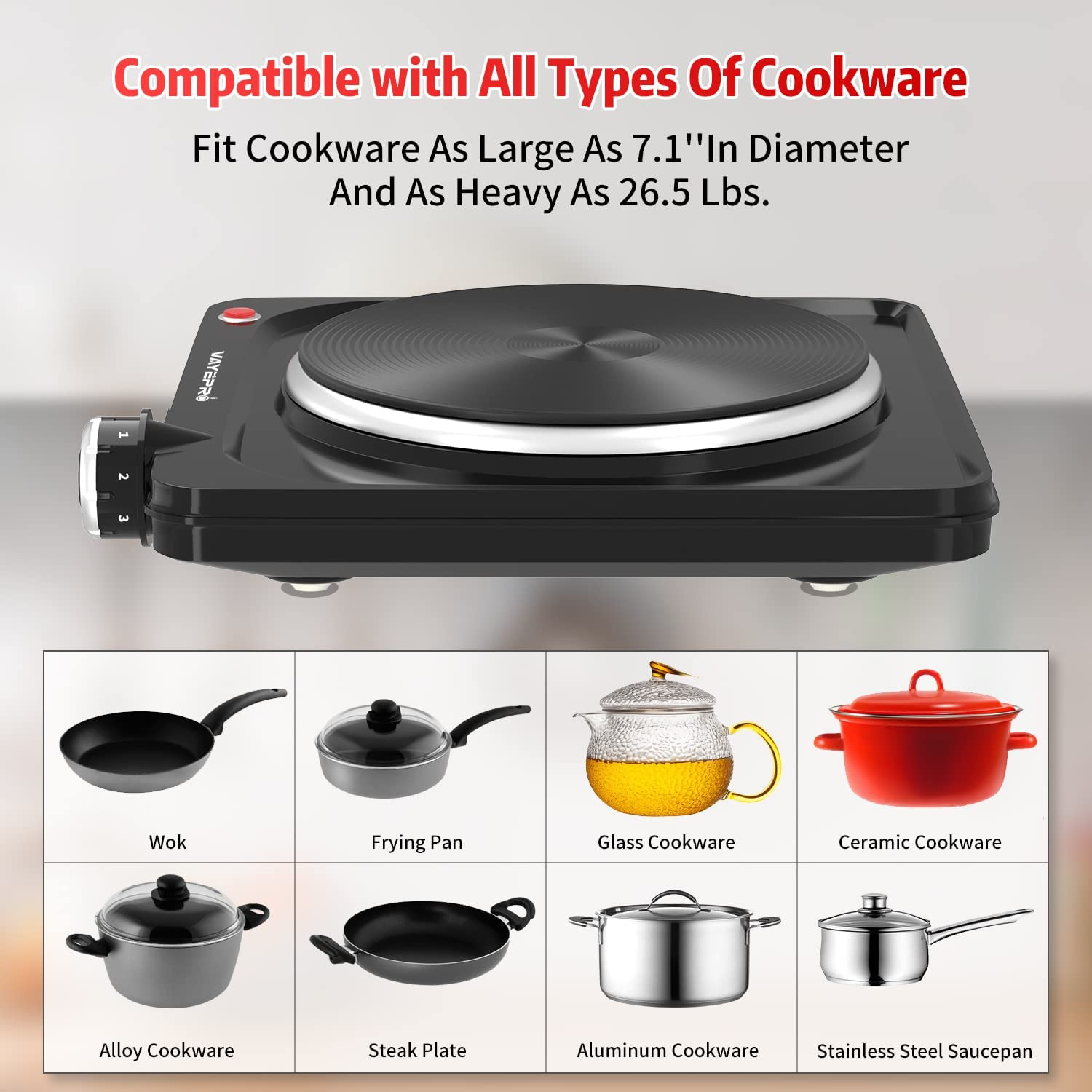 Hot Single Plate Portable Electric Burner Stove 1500W Countertop for Dorm home - Fresh Stock Dated February 2026