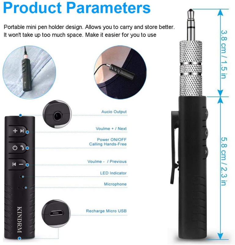 Adaptador De Auto Para Receptor Bluetooth Para Música Mp3 Auxiliar Portátil - Fresh Stock Dated December 2025