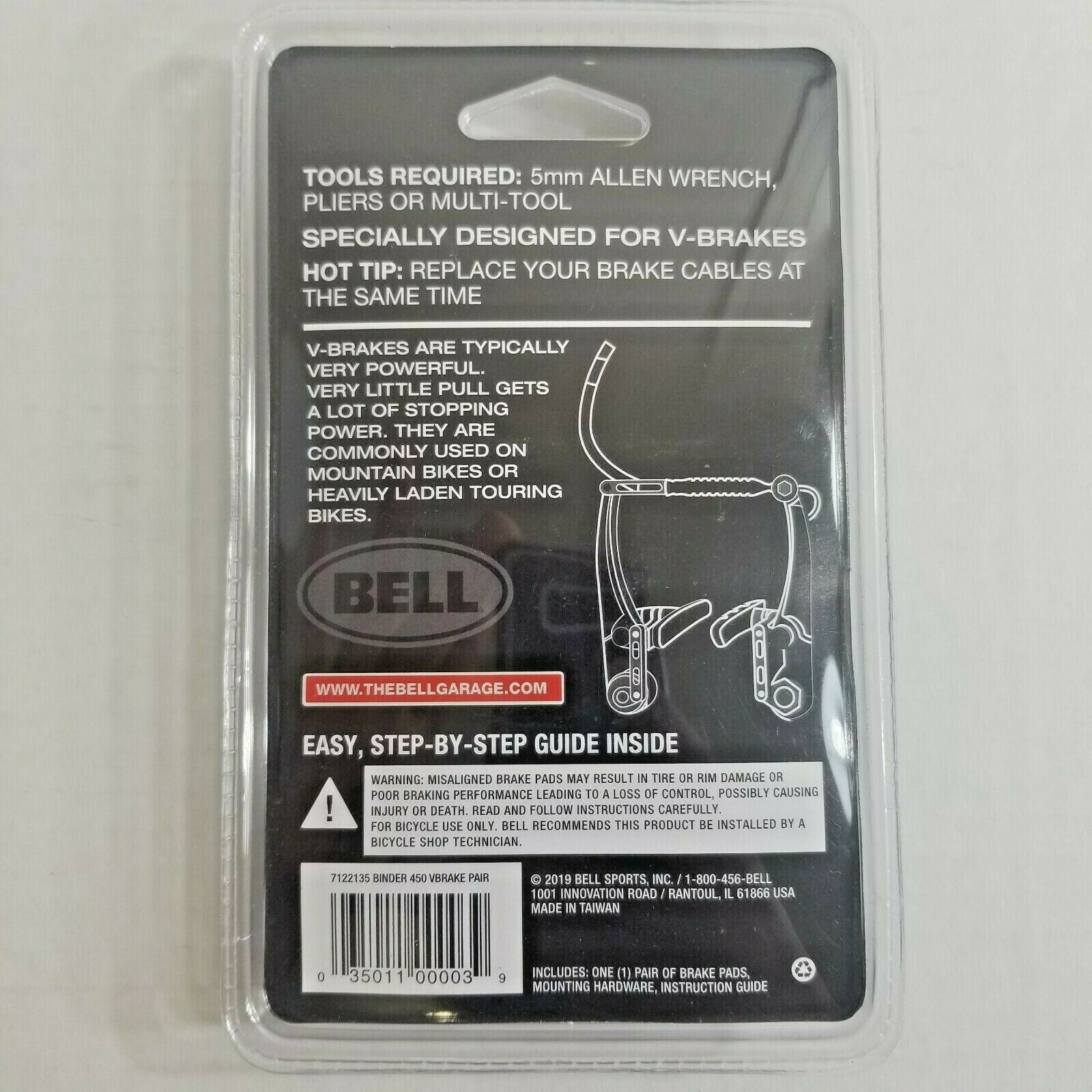 Bell Sports Binder 450 Replacement V-Brake Pads, Black BRAND NEW FACTORY SEALED - Fresh Stock Dated December 2025
