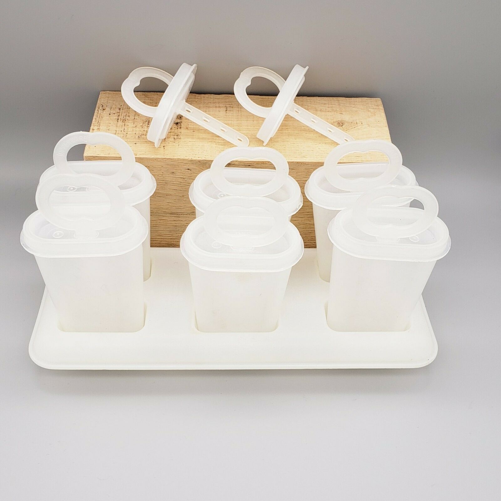 Vtg Tupperware Ice Tubs Set Popsicle Mold Freezer Tray White Clear Summer Treats - Fresh Stock Dated February 2026