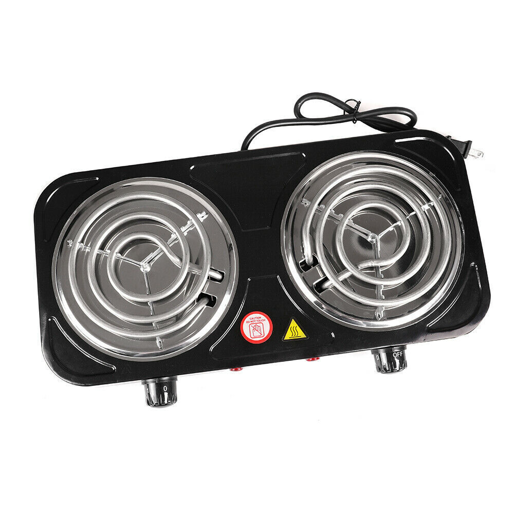 Electric Camping Double Burner Hot Plate Portable Heating Cooking Stove Dorm - Fresh Stock Dated February 2026