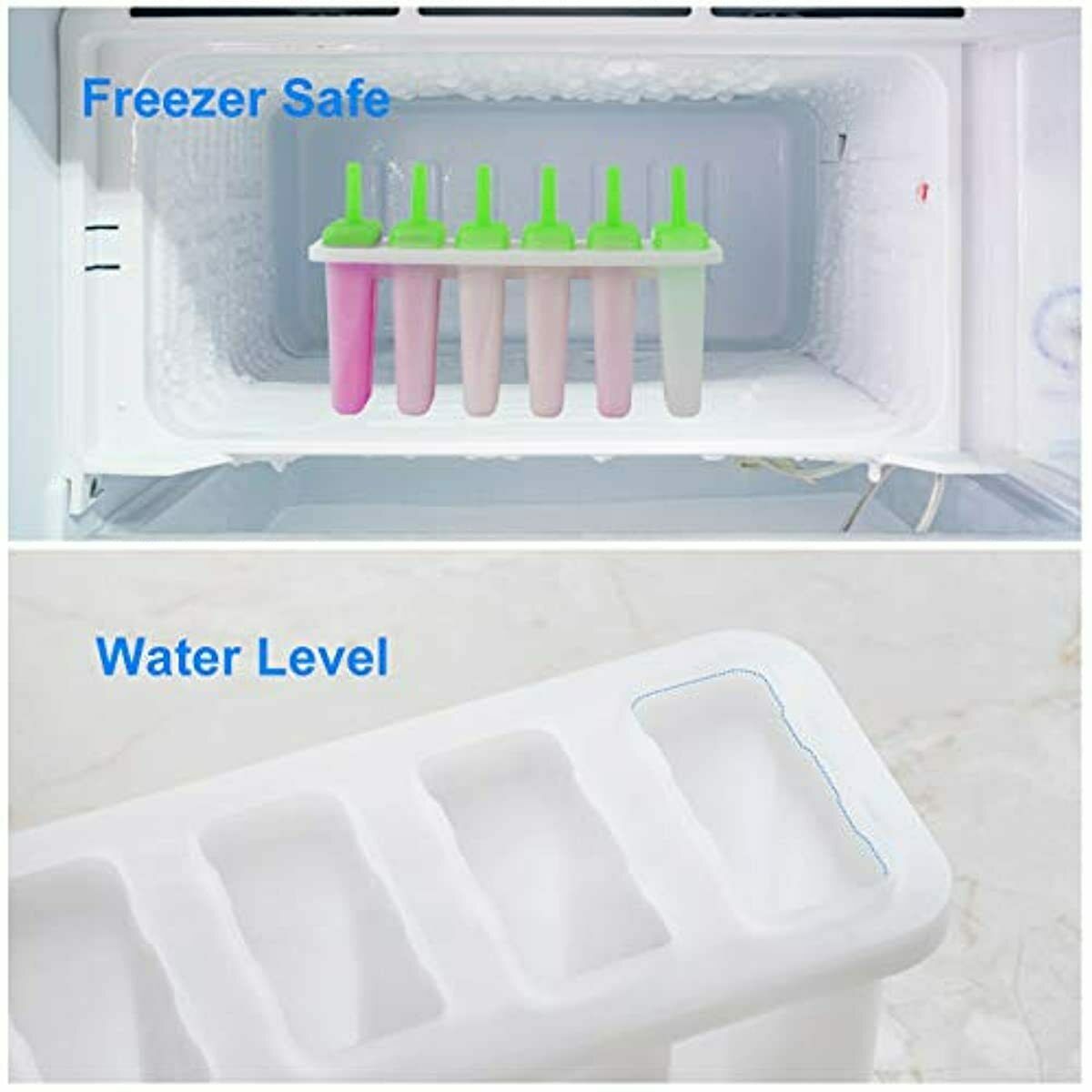 Popsicle Molds 6 Ice Pop Mold Reusable Ice Cream Maker Set with Funnel Brush - Fresh Stock Dated February 2026