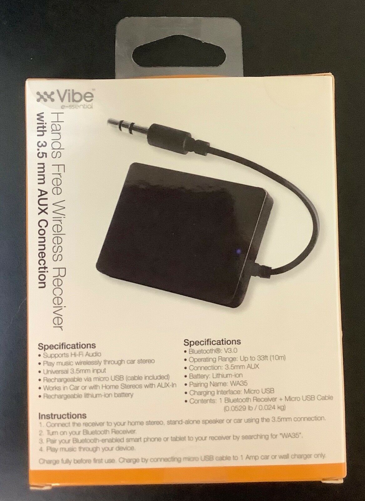 Vibe Hands Free Wireless Bluetooth Receiver With 3.5MM AUX - Fresh Stock Dated January 2026
