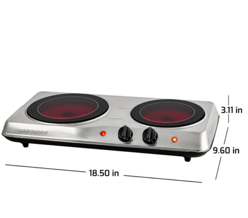 Electric Infrared Cooktop Burner Portable 2 Plate Dual Countertop Cooker Stove - Fresh Stock Dated February 2026