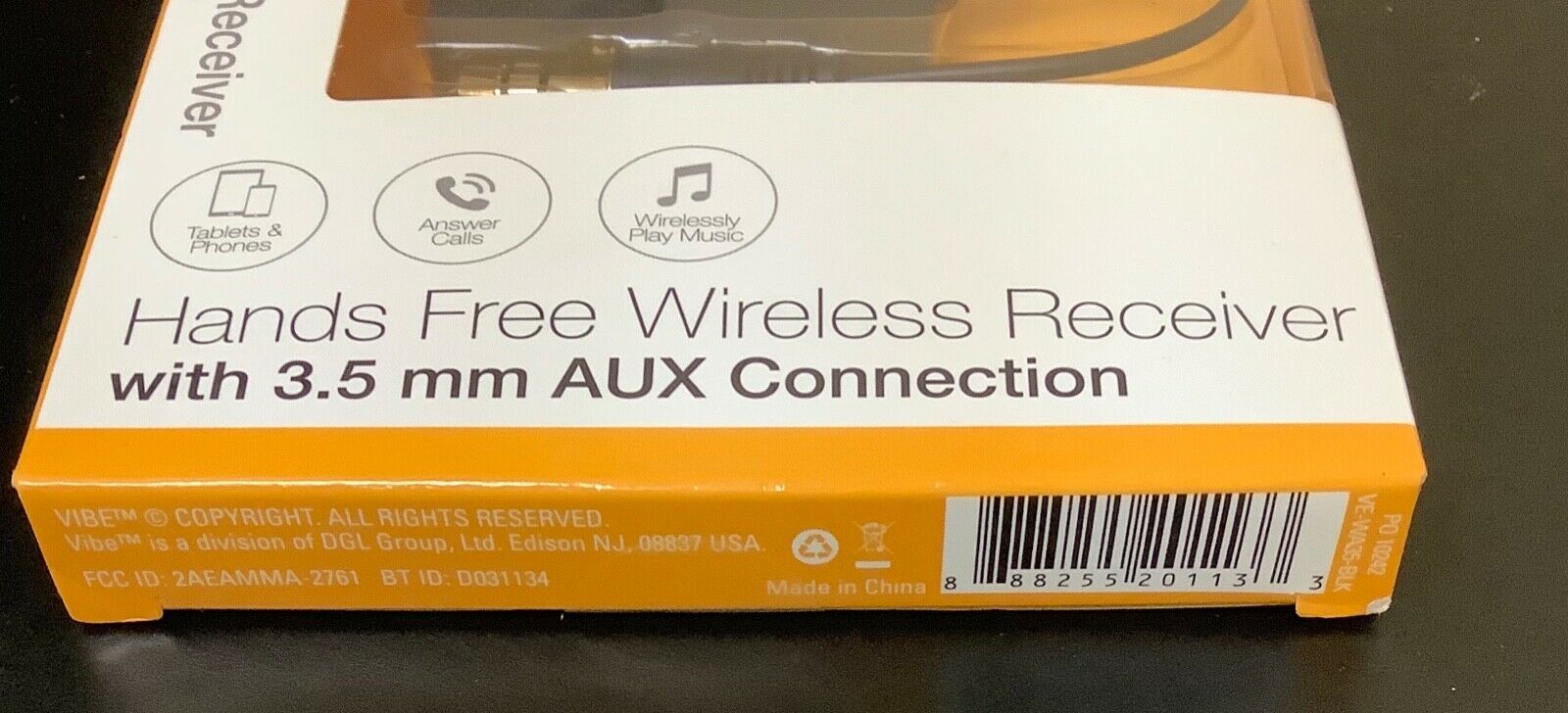 Vibe Hands Free Wireless Bluetooth Receiver With 3.5MM AUX - Fresh Stock Dated January 2026