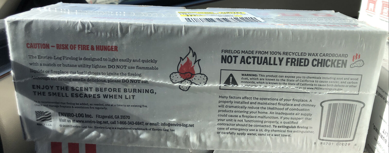 KFC 11 Herbs Spices Fire Log Enviro-Log Firelog Chicken Scented Limited Edition - Fresh Stock Dated December 2025