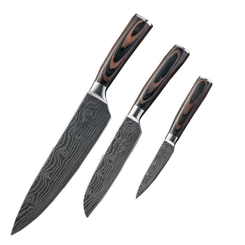 Kitchen Knife Set Japanese Stainless Steel Chef's Knives With Block Sharpener - Fresh Stock Dated January 2026