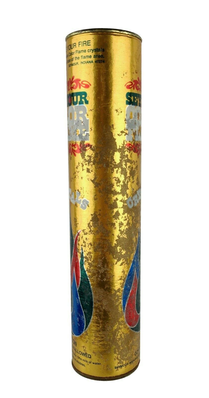 Vintage 16 oz Paper Tube Can Seymour Color Flame Crystals Full or Nearly Full!! - Fresh Stock Dated January 2026
