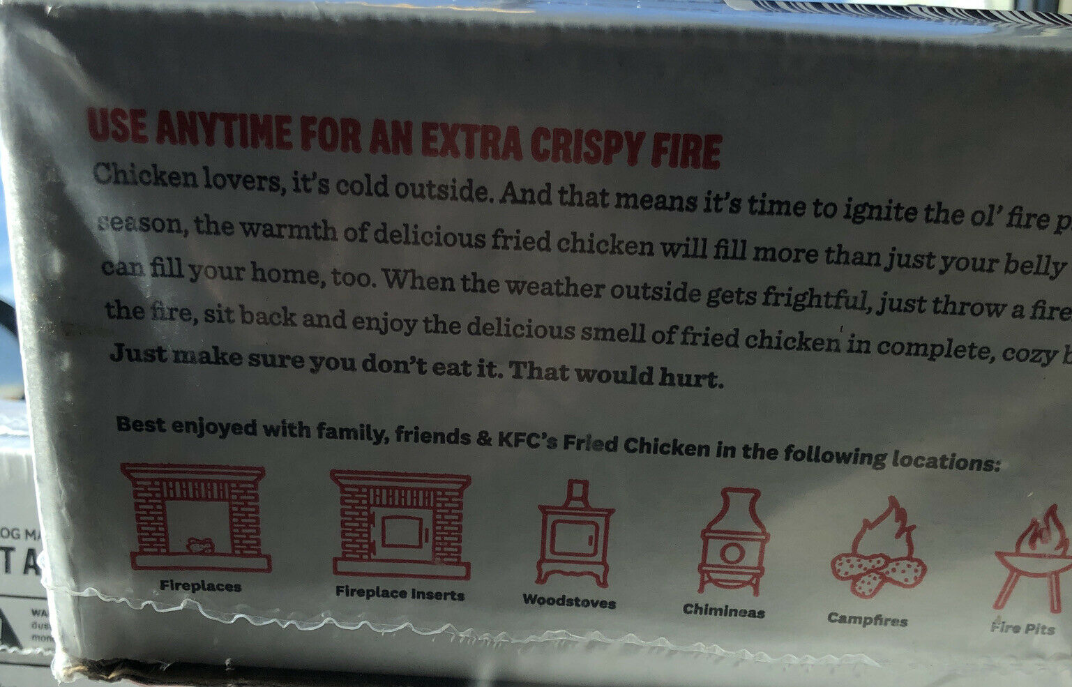 KFC 11 Herbs Spices Fire Log Enviro-Log Firelog Chicken Scented Limited Edition - Fresh Stock Dated December 2025