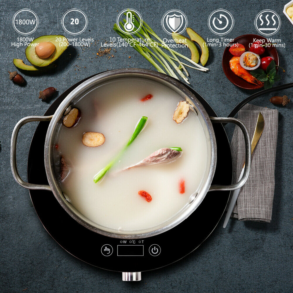 1800W Portable Induction Cooktop Countertop Cooker Burner Stove Hot Plate - Fresh Stock Dated February 2026