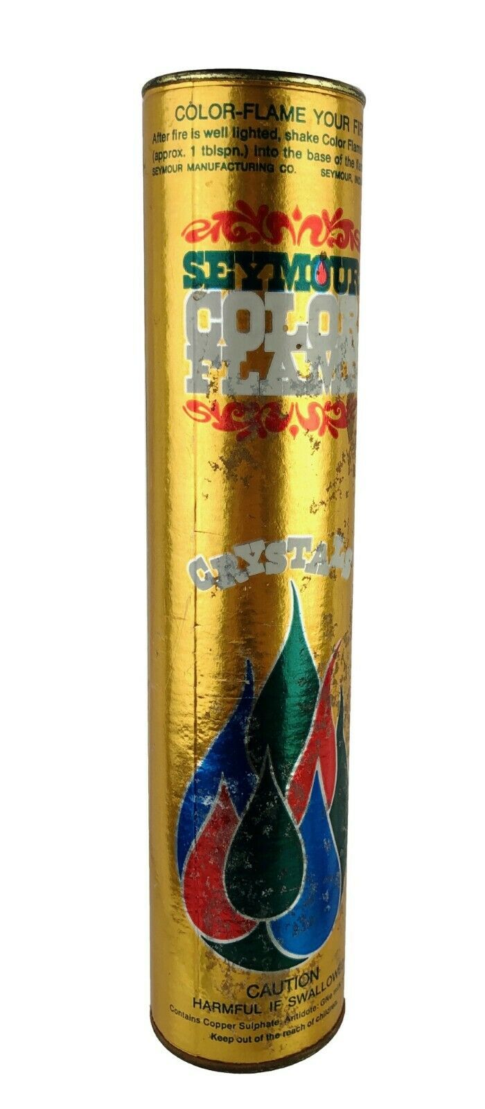 Vintage 16 oz Paper Tube Can Seymour Color Flame Crystals Full or Nearly Full!! - Fresh Stock Dated January 2026