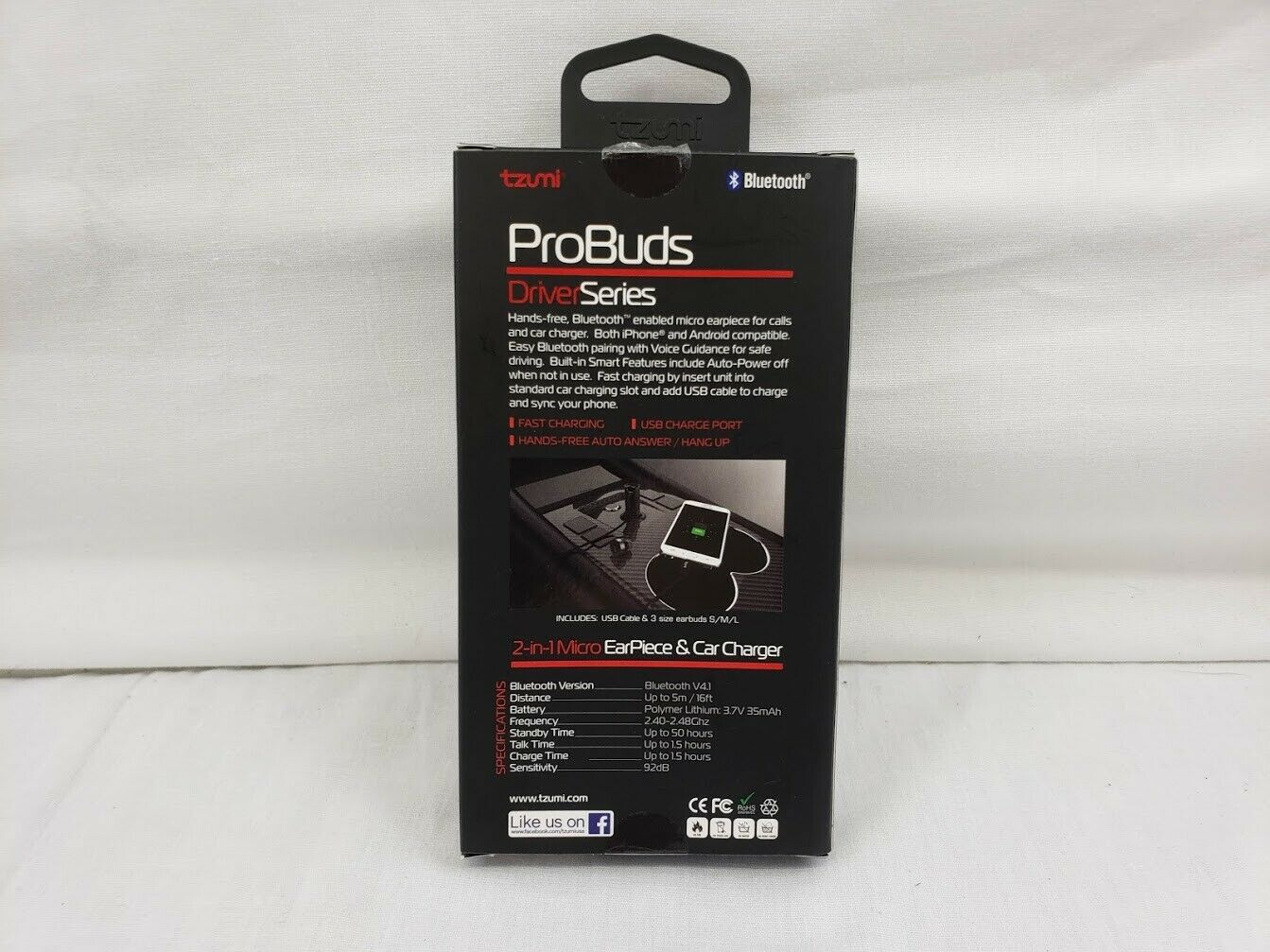 Tzumi ProBuds Driver Series 2-in-1 Micro Ear Piece & Car Charger Bluetooth - Fresh Stock Dated December 2025