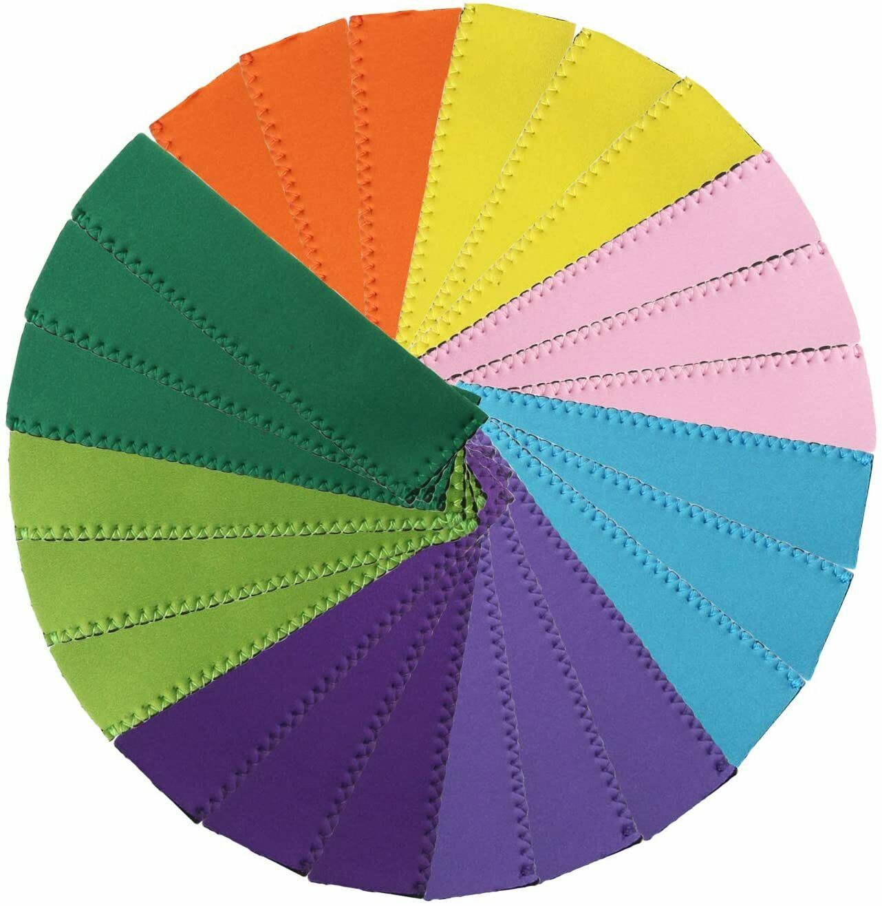 24PCS Popsicle Holders Ice Pop Neoprene Insulator Sleeves Freezer Bags 8 Colors - Fresh Stock Dated February 2026