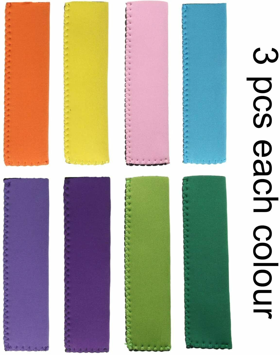 24PCS Popsicle Holders Ice Pop Neoprene Insulator Sleeves Freezer Bags 8 Colors - Fresh Stock Dated February 2026