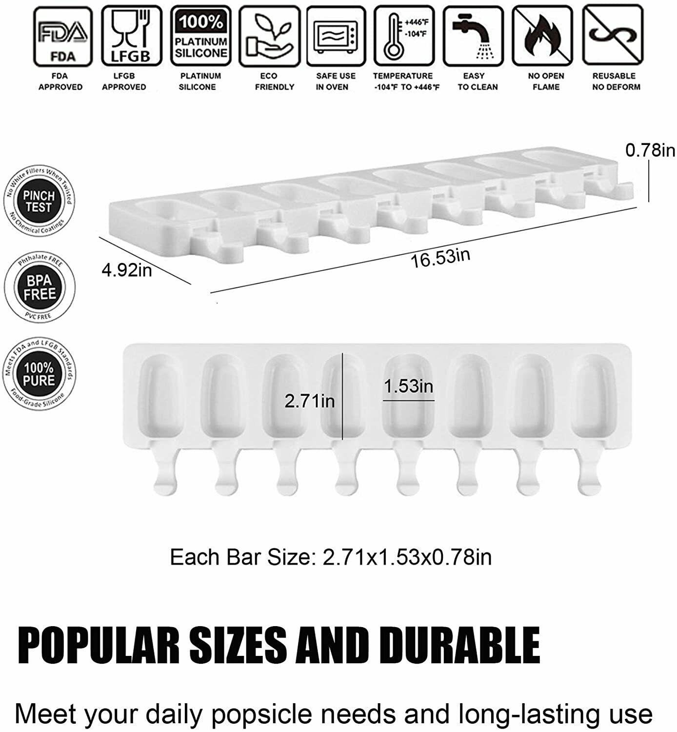 Mini Ice Cream Molds,Silicone Popsicle Molds Cake,Cakesicle,Ice ~ 8 Cavity - Fresh Stock Dated February 2026