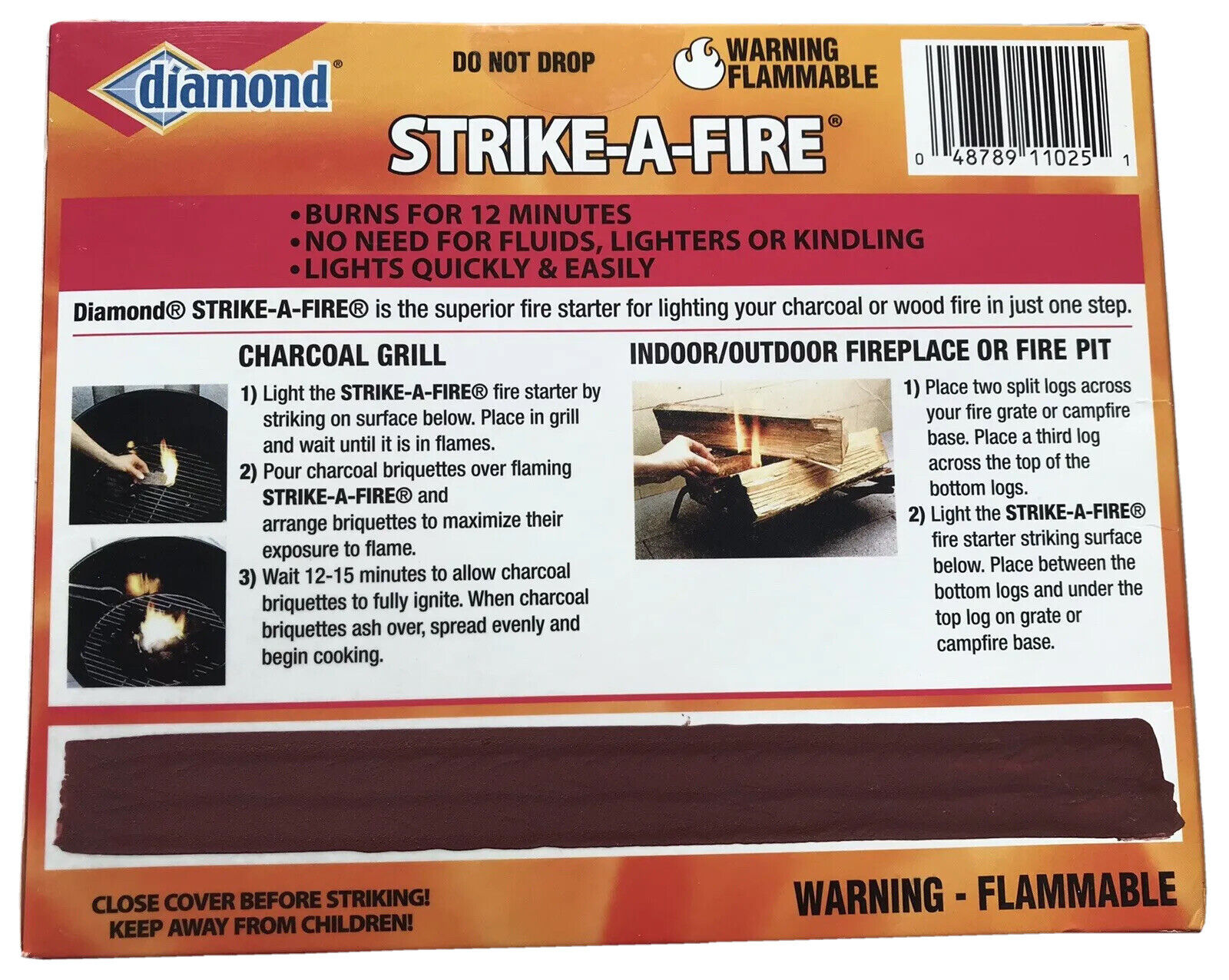 Diamond ® 48-Pack Strike-A-Fire Starter Match Sticks Firestarter Log Long Burn - Fresh Stock Dated January 2026