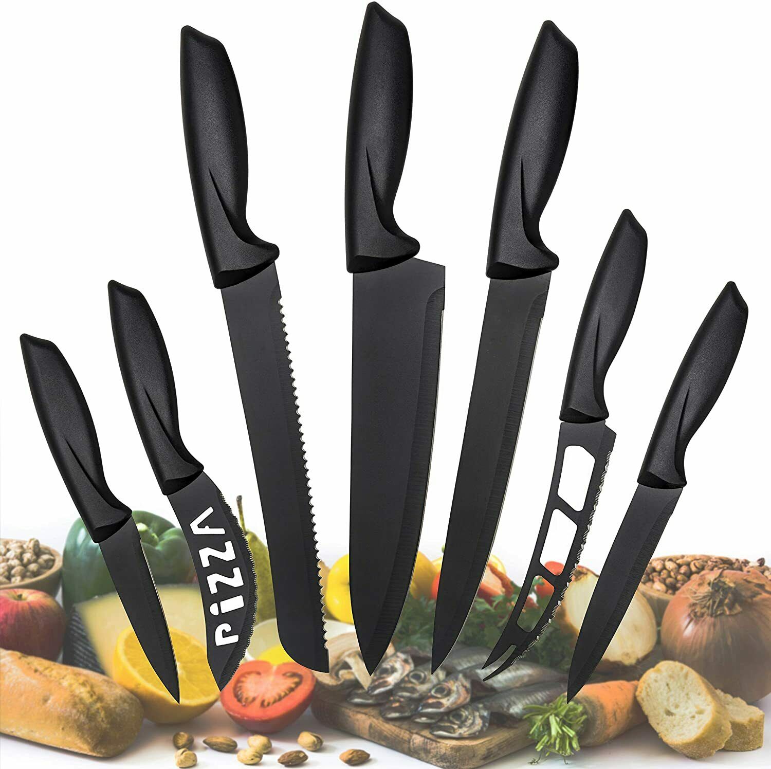 Knife Set Stainless Steel 7Pieces Professional Cutlery Pizza Kitchen Chef Knives - Fresh Stock Dated January 2026