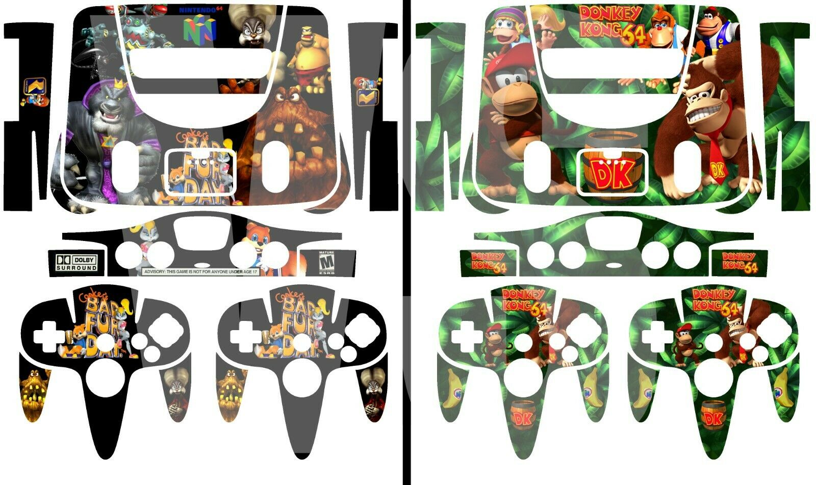 Choose 1 Vinyl Skin For the Nintendo 64 Console + Controllers - Free US Shipping - Fresh Stock Dated December 2025