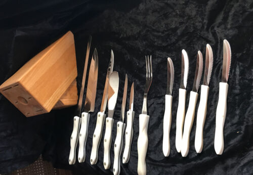 Cutco Knife Set - Pearl White handles 13 Pieces Including Block & 5 Stake Knives - Fresh Stock Dated January 2026